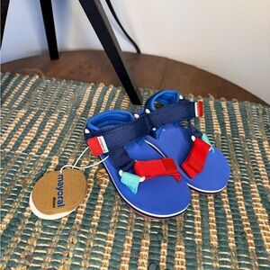 Mayoral Kids Blue adjustable Sandals with Red & Teal Strap Accents